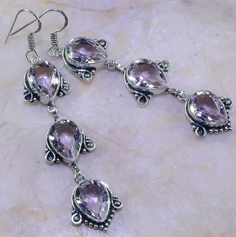 Silver, pink topaz