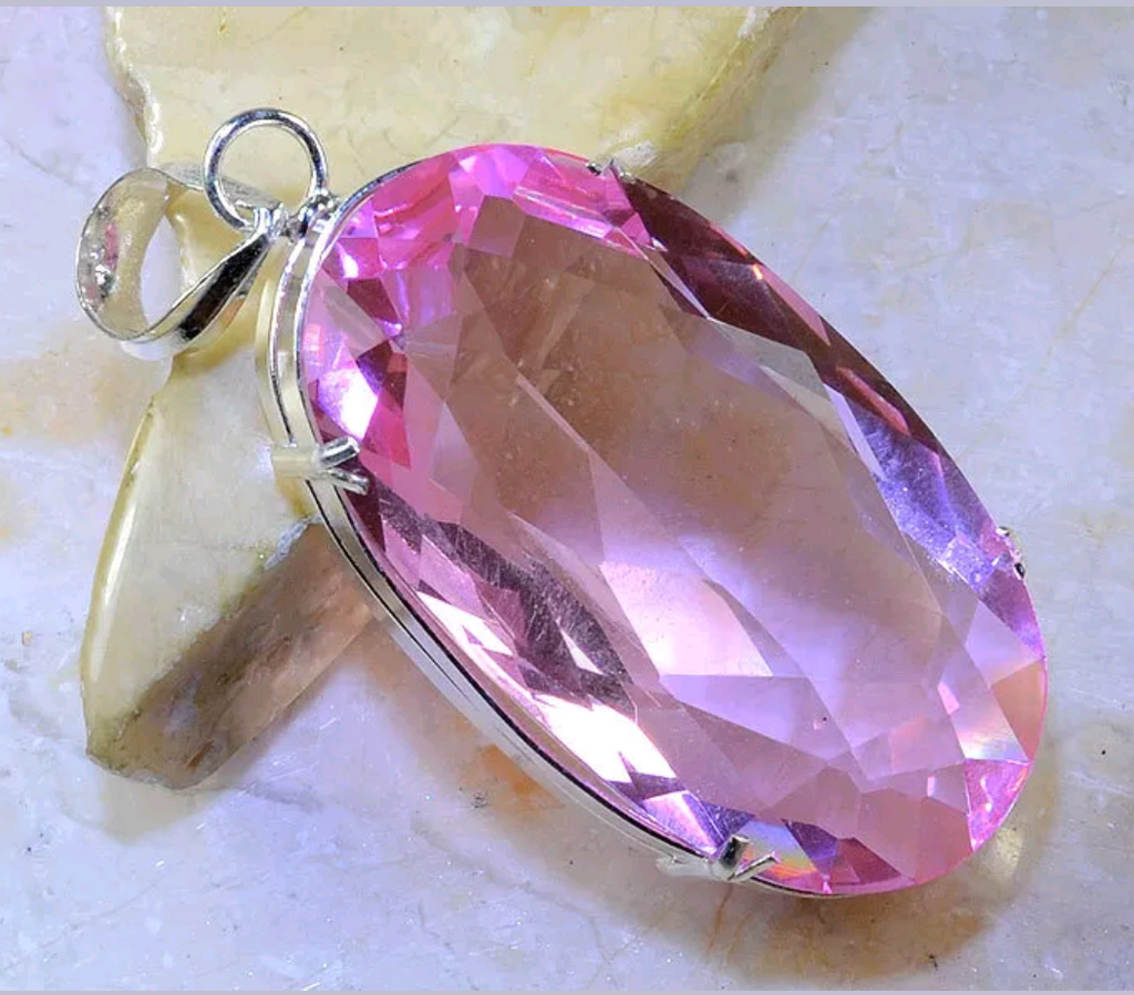 Silver, pink topaz