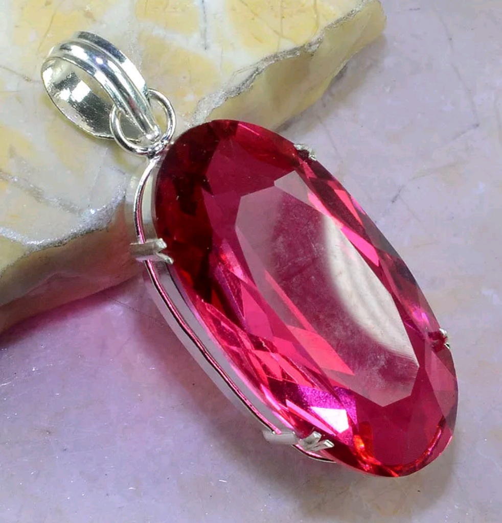 Silver, pink topaz