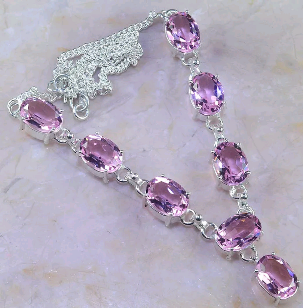 Silver, pink topaz