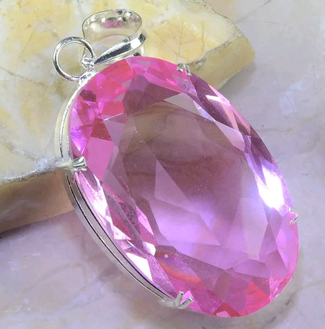 Silver, pink topaz