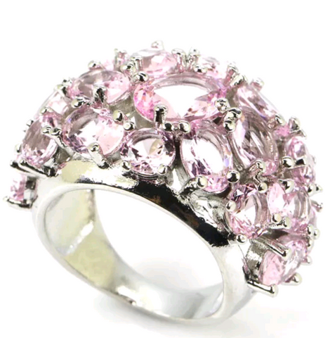 Silver, pink kunzite size 8.5