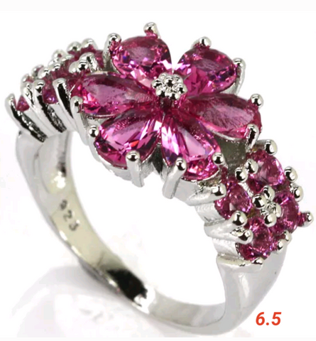 Silver and tourmaline size 6.5