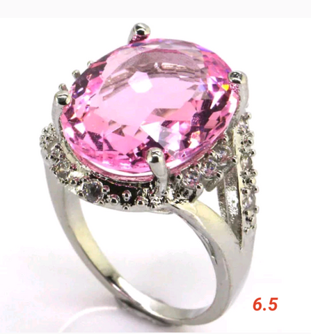 Silver, pink kunzite size 6.5