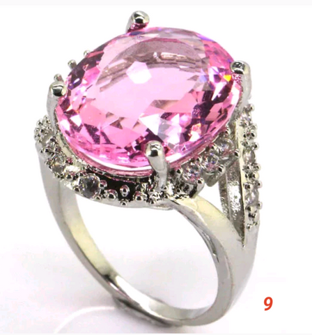 Silver, pink kunzite size 9