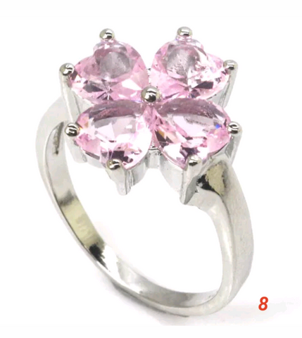 Silver, pink kunzite size 8