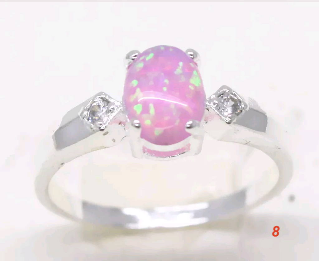Silver, opal size 8