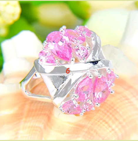Silver, pink kunzite size 6