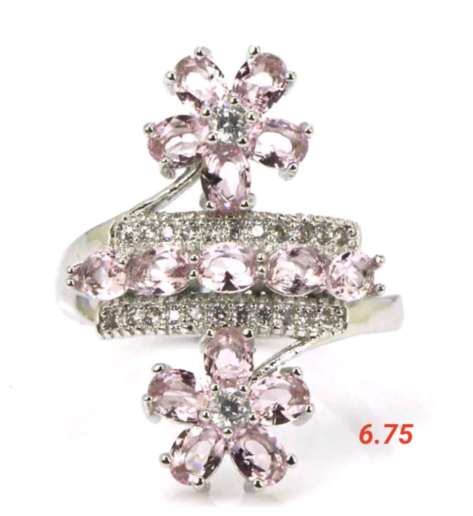 Silver, kunzite size 6.75