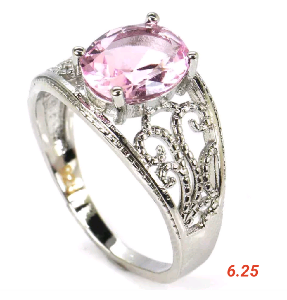 Silver, kunzite size 6.25