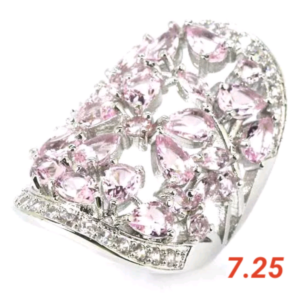 Silver, kunzite size 7.25