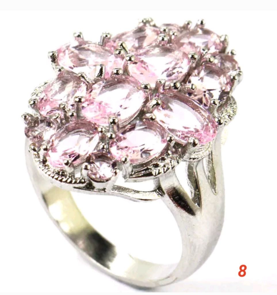 Silver, kunzite size 8