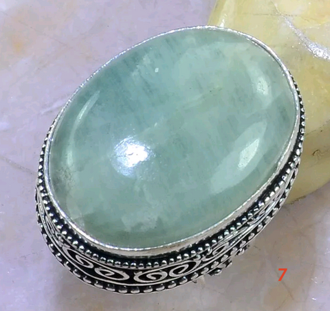 Silver, amazonite size 7
