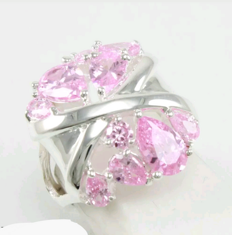 Silver, pink kunzite size 7
