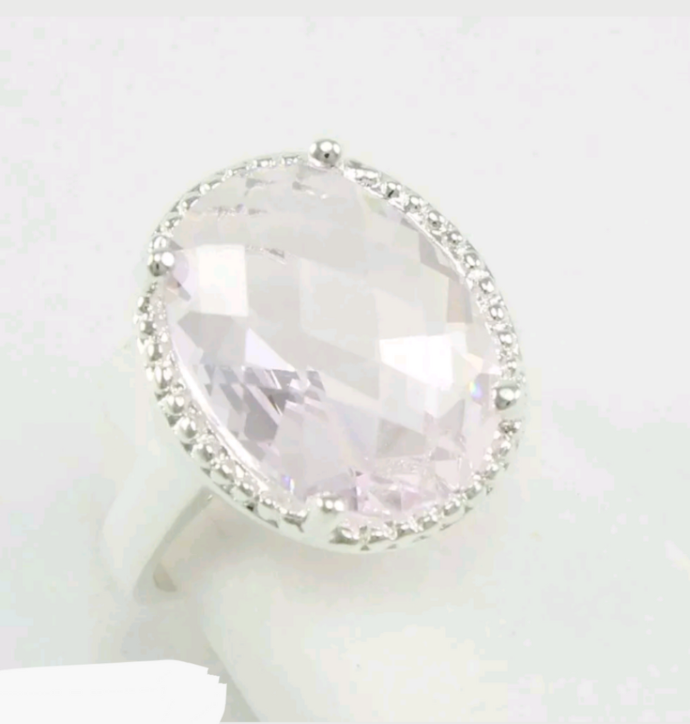 Silver, pink kunzite size 9