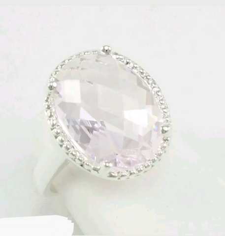 Silver, pink kunzite size 9
