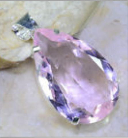 Silver, big pink topaz pendant