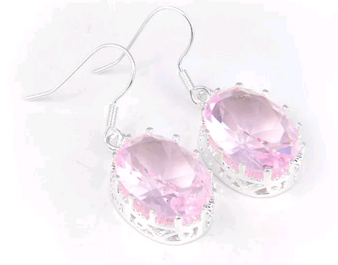 Silver, pink kunzite earrings