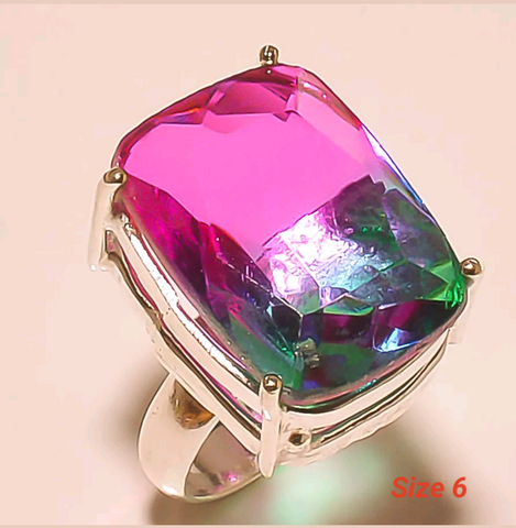 Silver, bi-color tourmaline size 6