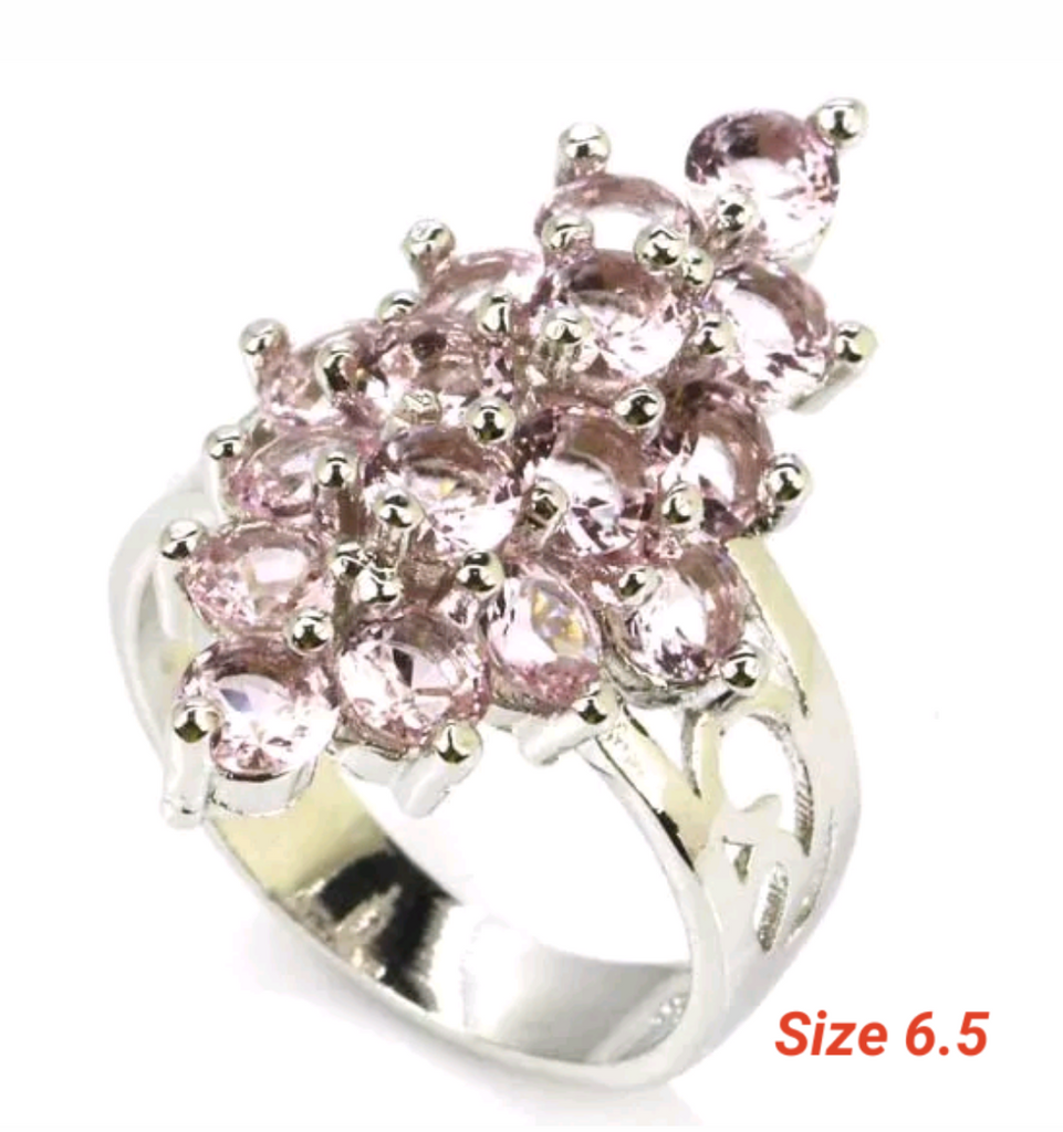 Silver, pink kunzite size 6.5