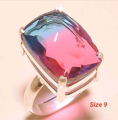 Silver, bi-color tourmaline size 9