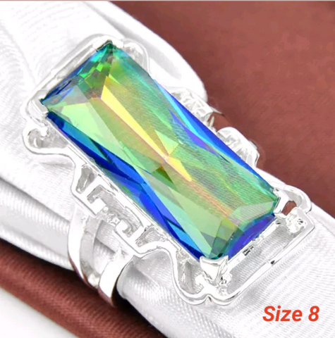 Silver, bi-color tourmaline size 8