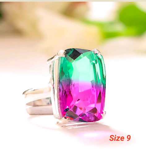 Silver, bi-color tourmaline size 9