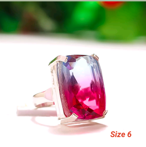 Silver, bi-color tourmaline size 6