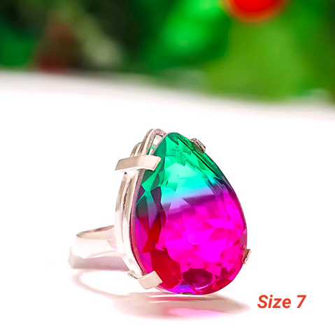 Silver, bi-color tourmaline size 7