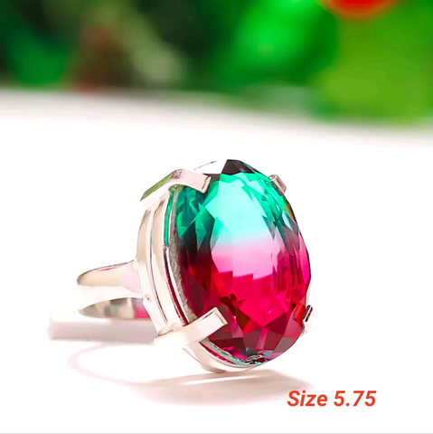 Silver, bi-color tourmaline size 5.75