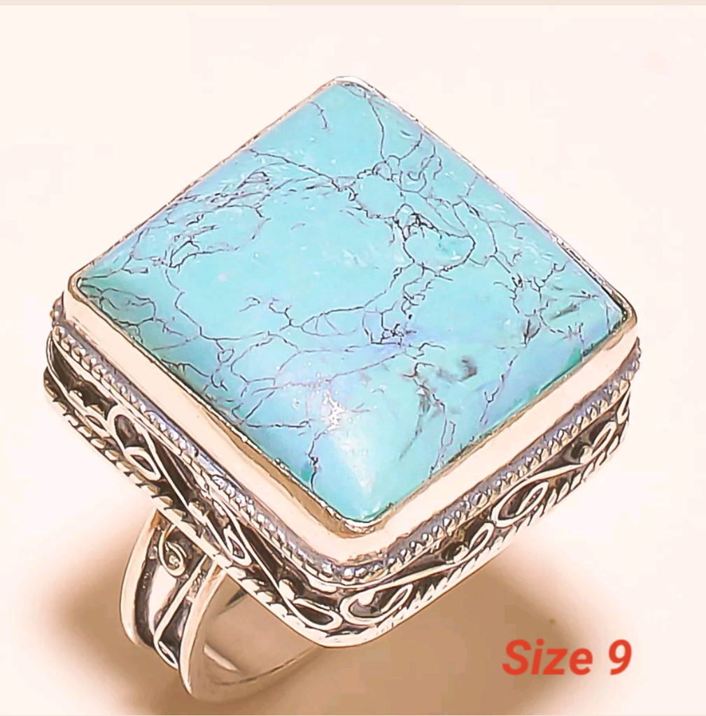 Silver, turquoise size 9