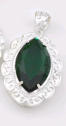 Silver, green topaz pendant