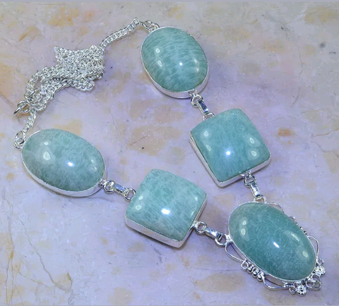 Silver, aquamarine necklace