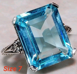 Silver, aquamarine size 7