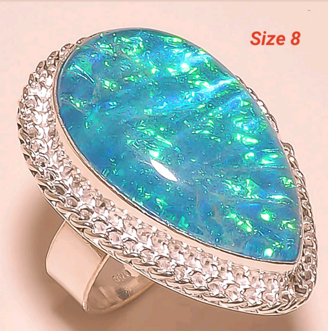 Silver, australian triplet opal size 8