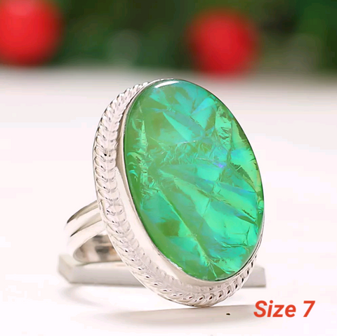 Silver, australian triplet opal size 7