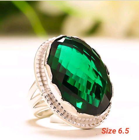 Silver, green tourmaline 6.5