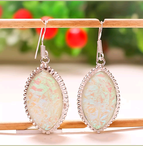Silver, australian triplet opal earrings