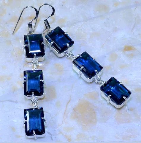 Silver, iolite earrings