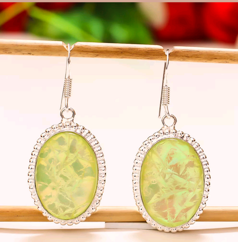 Silver, australian triplet opal earrings