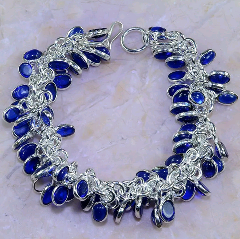 Silver, iolite bracelet