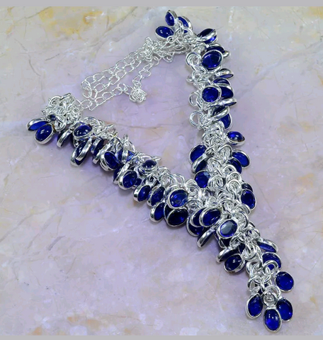 Silver, iolite necklace