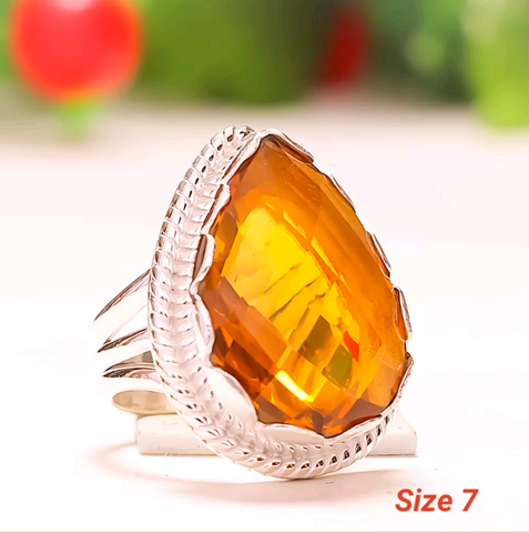 Silver, yellow citrine size 7