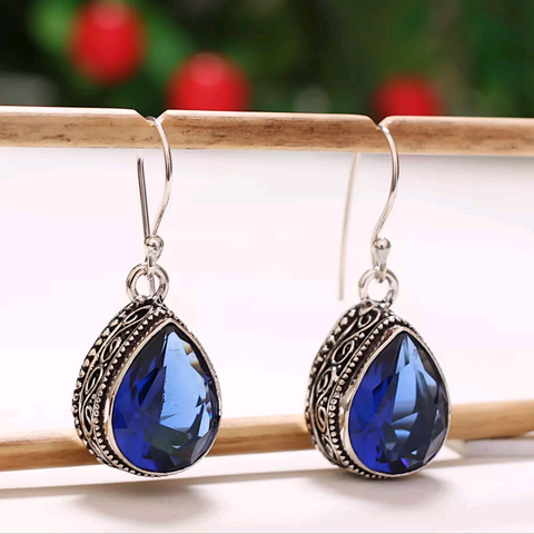 Silver, sapphire quartz earrings