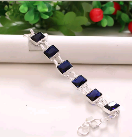 Silver, blue sapphire quartz