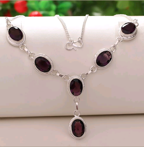 Silver, african amethyst necklace