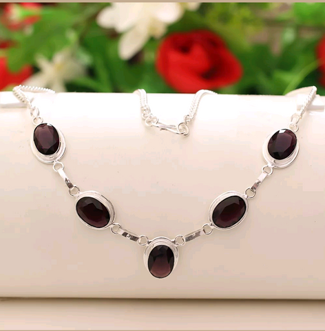 Silver, african amethyst necklace