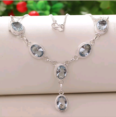 Silver, aquamarine necklace