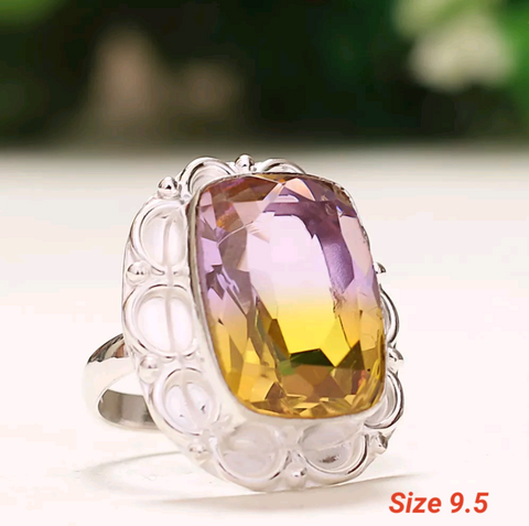 Silver, ametrine size 9.5