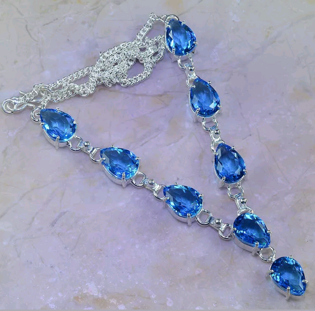 Silver, blue topaz necklace